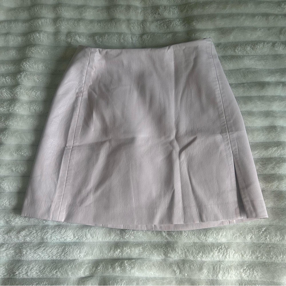 Sunday Best By Aritzia Womens US0 Baby Pink Faux Leather Mini Skirt